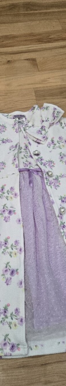 Blueberi Boulevard White Dress with Lilac Floral Print Size 6X